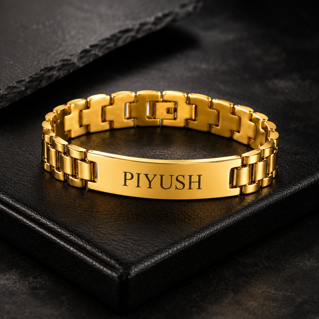 Personalized Name Bracelet for Men – Custom Engraved Gold Bracelet