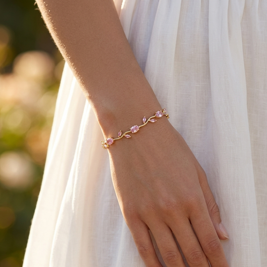 Rapunzel Edition Pink Tulip Bracelet – Elegant Floral Charm Bracelet for Women