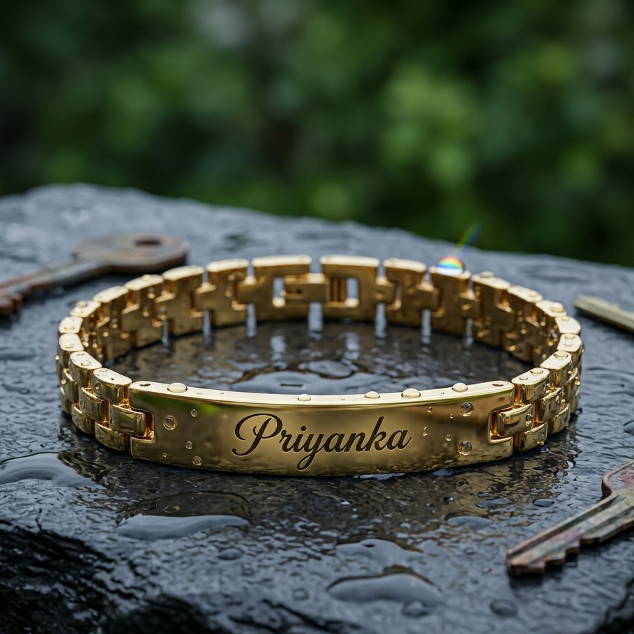 Personalized Name Bracelet for Women – Custom Gold Engraved Bracelet