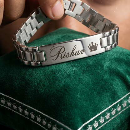 Personalized Name Bracelet for Men – Custom Engraved Silver Bracelet