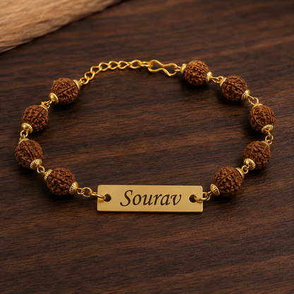 Personalized Rudraksha Rakhi for Brother | Custom Name Engraved Rakhi