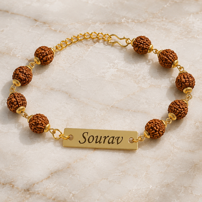Personalized Rudraksha Rakhi for Brother | Custom Name Engraved Rakhi
