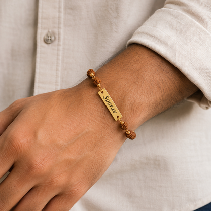 Personalized Rudraksha Rakhi for Brother | Custom Name Engraved Rakhi