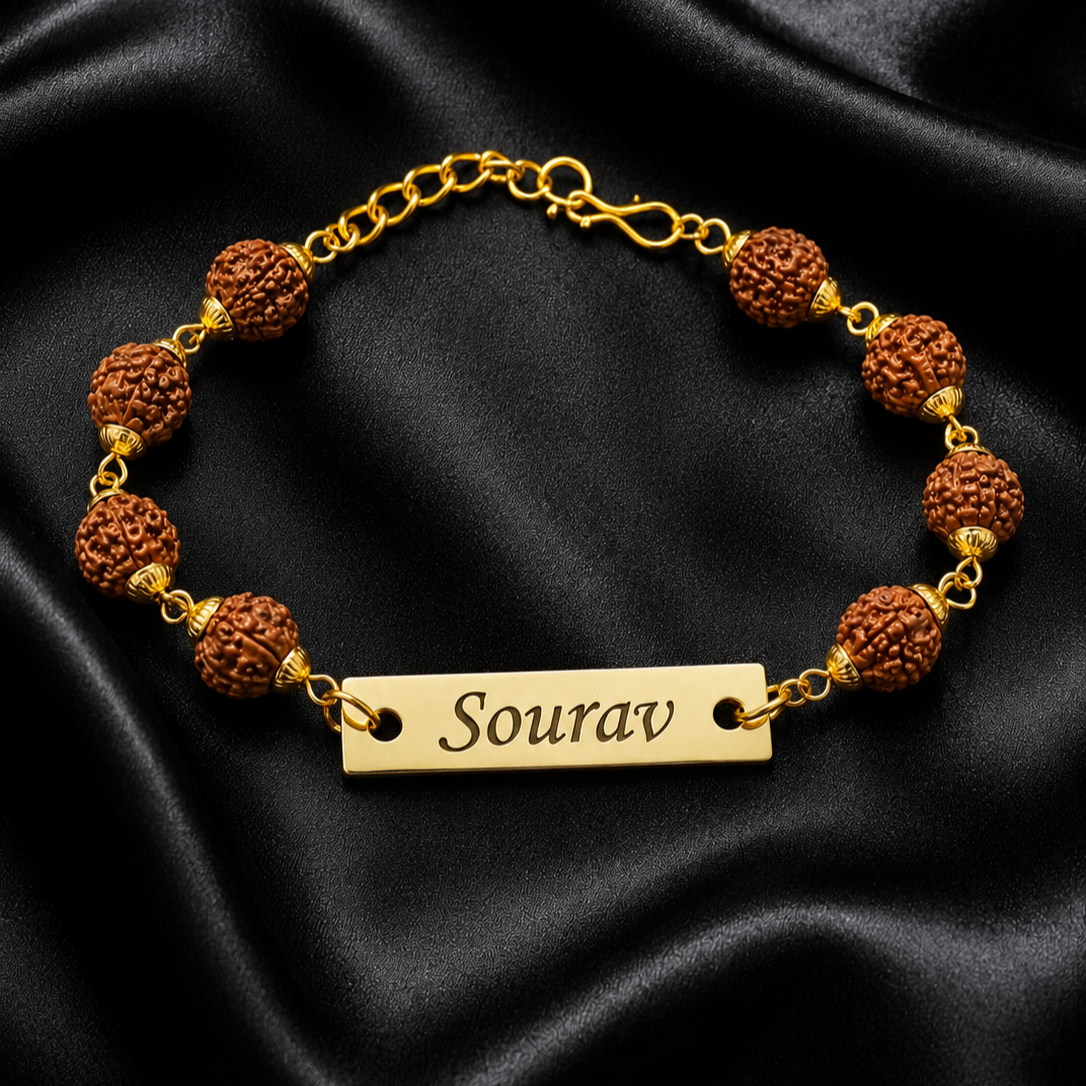 Personalized Rudraksha Rakhi for Brother | Custom Name Engraved Rakhi