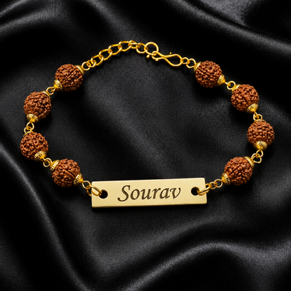 Personalized Rudraksha Rakhi for Brother | Custom Name Engraved Rakhi
