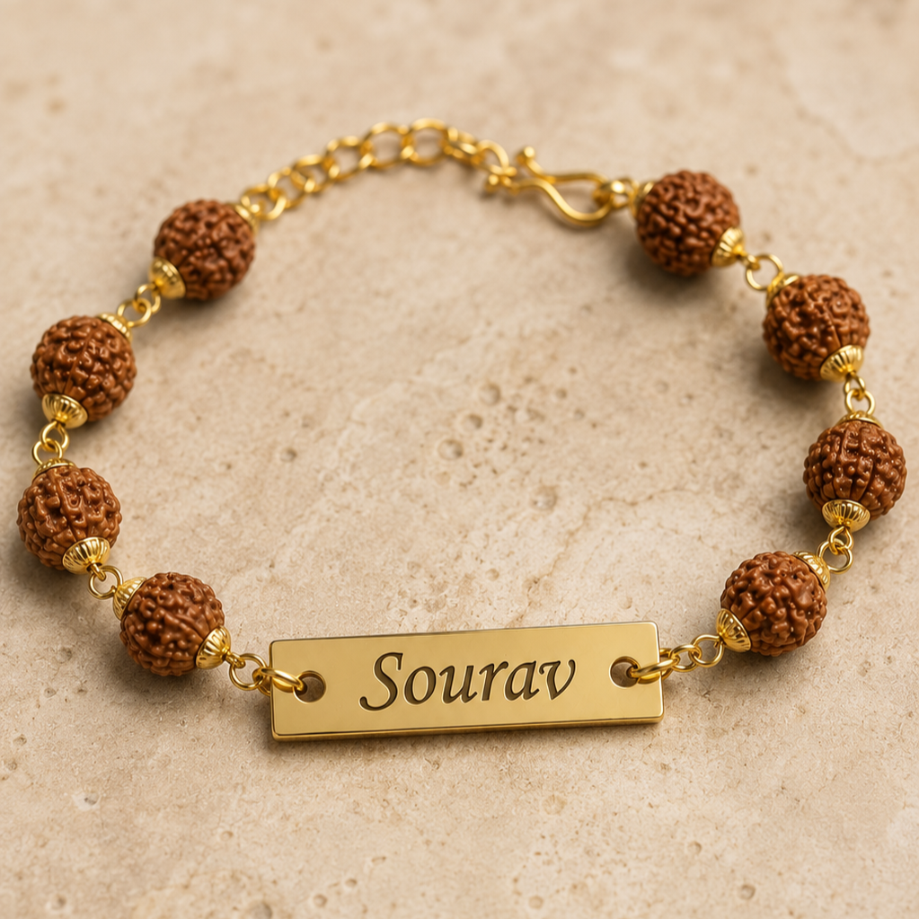 Personalized Rudraksha Rakhi for Brother | Custom Name Engraved Rakhi