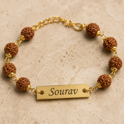 Personalized Rudraksha Rakhi for Brother | Custom Name Engraved Rakhi