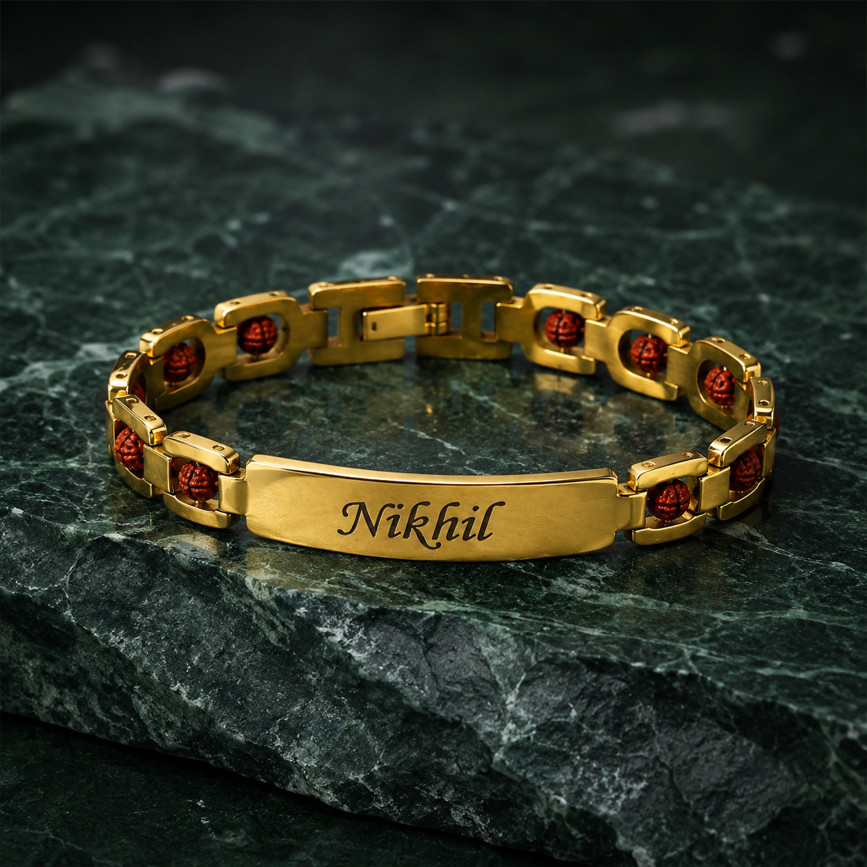 Personalized Rudraksha Bracelet for Men | Custom Name Engraved