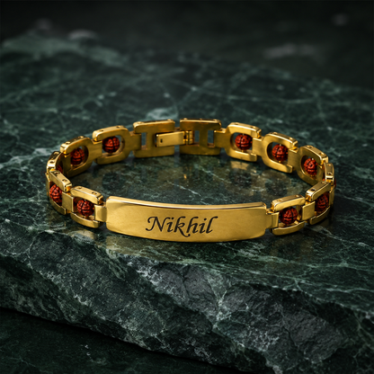 Personalized Rudraksha Bracelet for Men | Custom Name Engraved