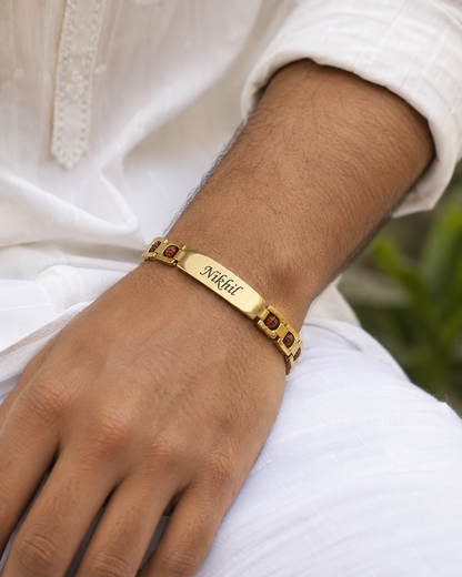 Personalized Rudraksha Bracelet for Men | Custom Name Engraved