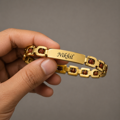 Personalized Rudraksha Bracelet for Men | Custom Name Engraved