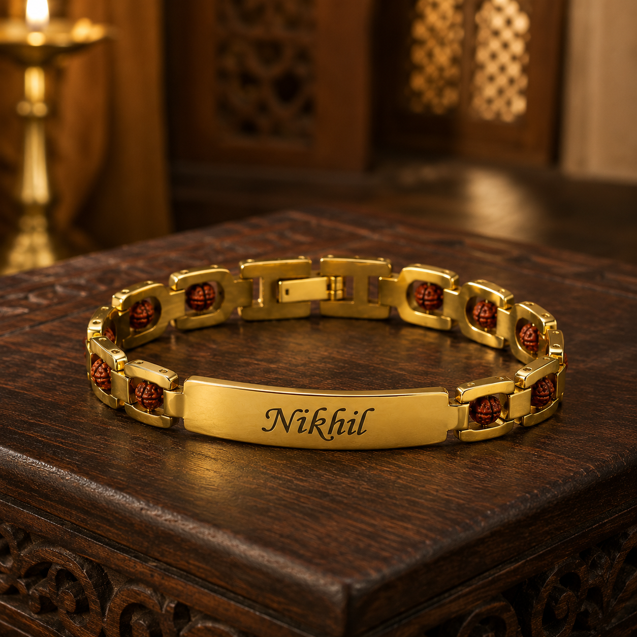 Personalized Rudraksha Bracelet for Men | Custom Name Engraved