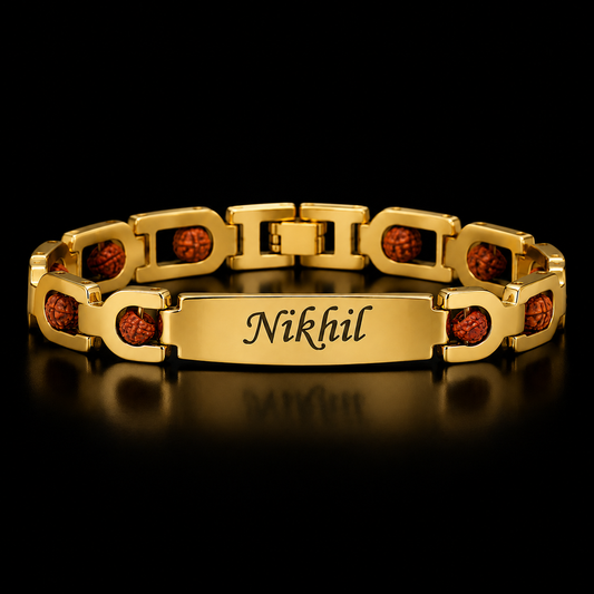 Personalized Rudraksha Bracelet for Men | Custom Name Engraved