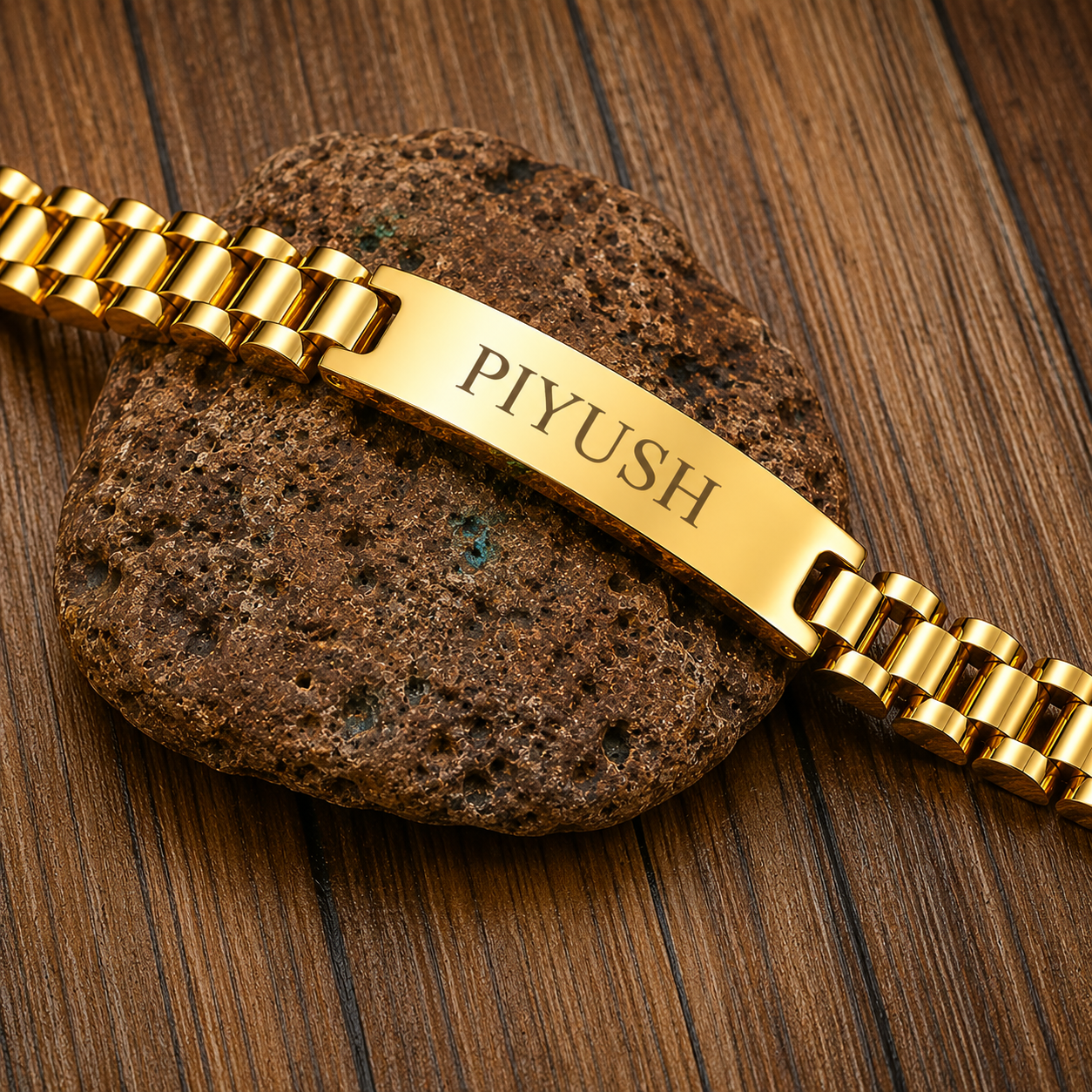 Personalized Name Bracelet for Men – Custom Engraved Gold Bracelet