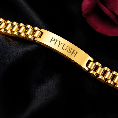 Personalized Name Bracelet for Men – Custom Engraved Gold Bracelet