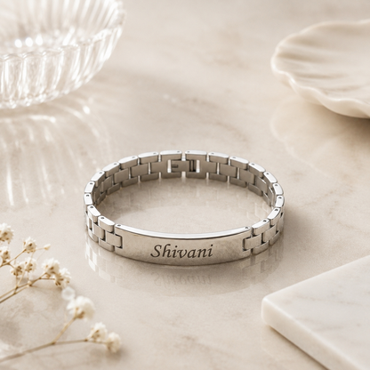 Personalized Silver Name Bracelet for Women – Custom Engraved Bracelet