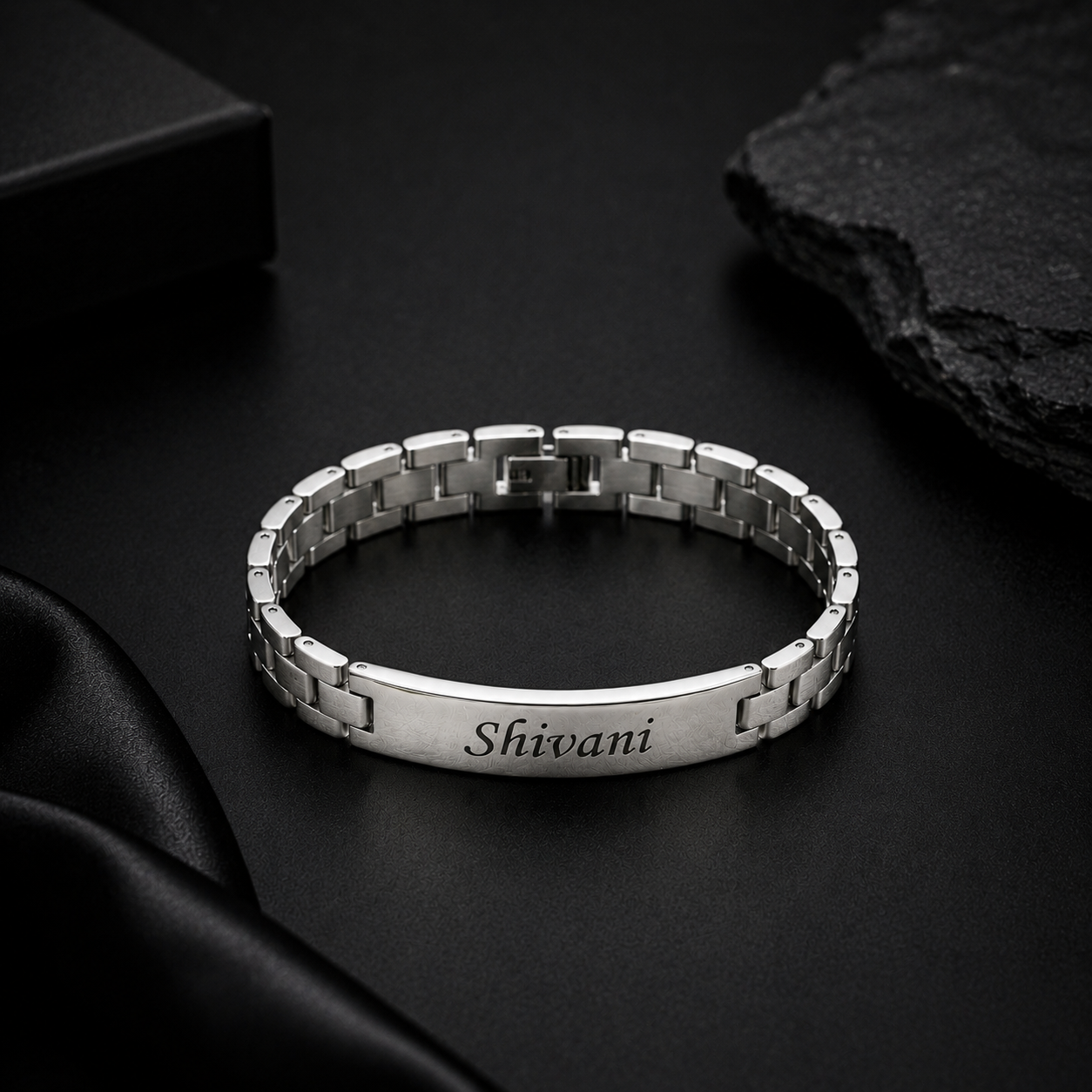Personalized Silver Name Bracelet for Women – Custom Engraved Bracelet