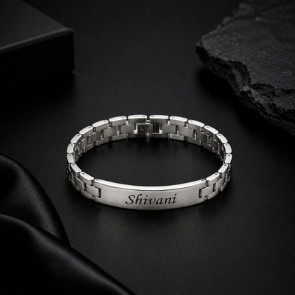 Personalized Silver Name Bracelet for Women – Custom Engraved Bracelet