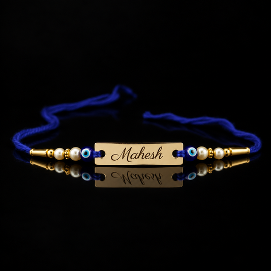 Personalized Evil Eye Name Rakhi | Custom Engraved Raksha Bandhan Rakhi