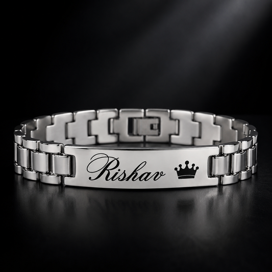 Personalized Name Bracelet for Men – Custom Engraved Silver Bracelet