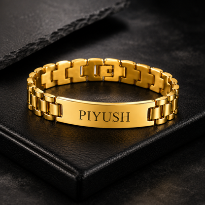 Personalized Name Bracelet for Men – Custom Engraved Gold Bracelet