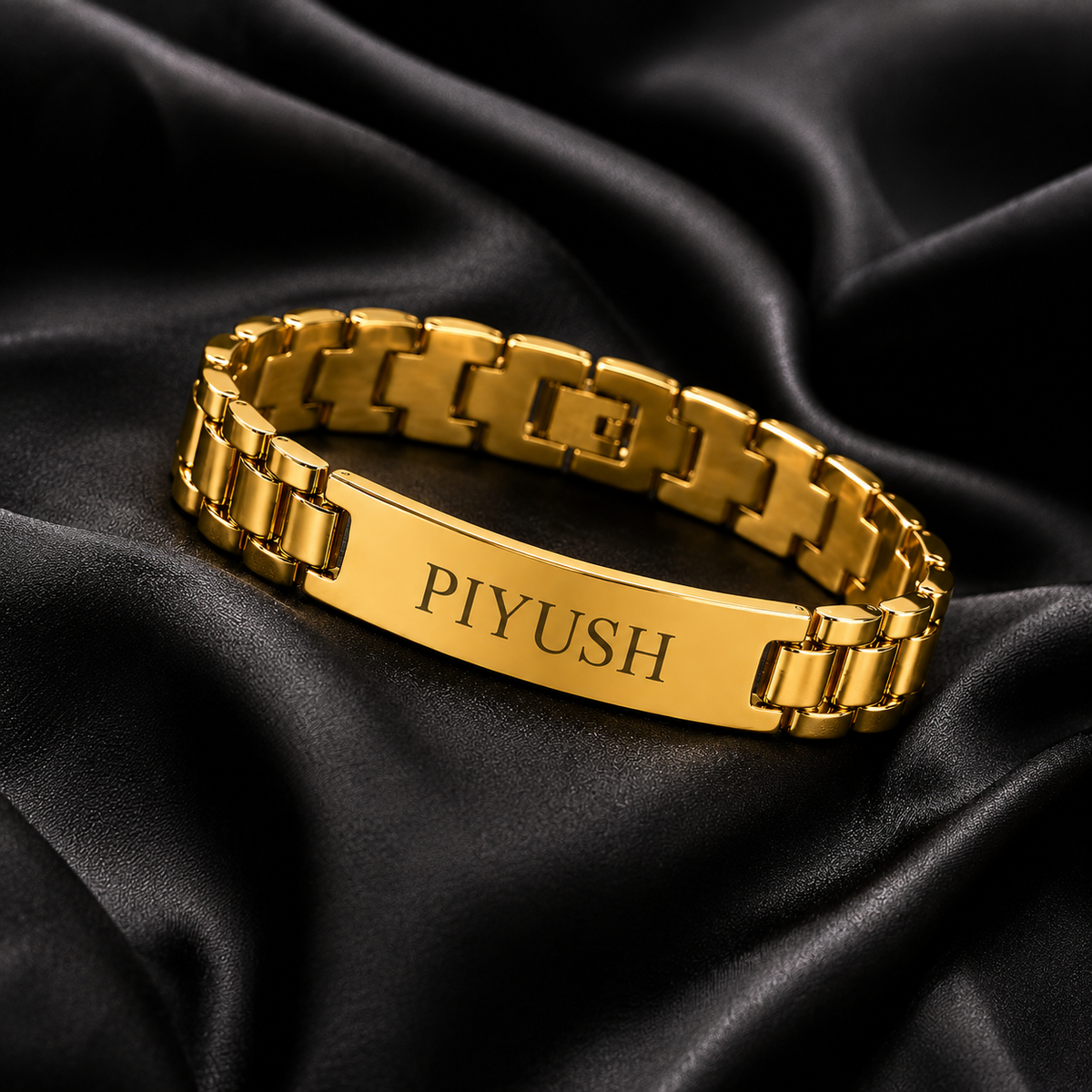Personalized Name Bracelet for Men – Custom Engraved Gold Bracelet