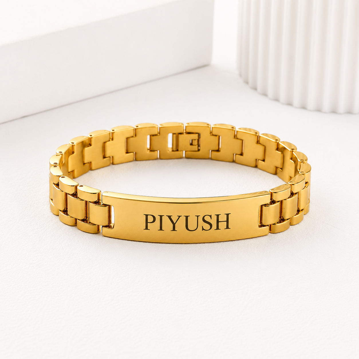 Personalized Name Bracelet for Men – Custom Engraved Gold Bracelet