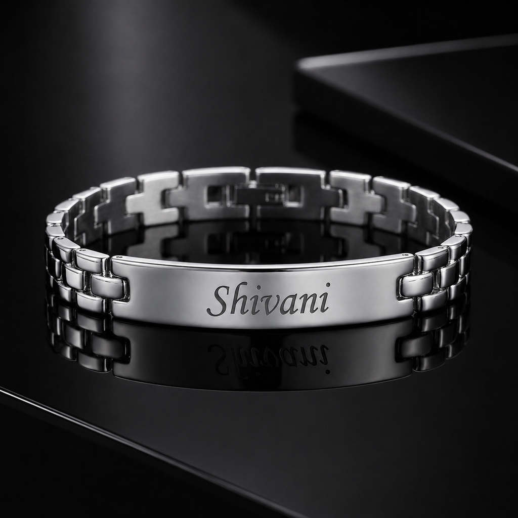 Personalized Silver Name Bracelet for Women – Custom Engraved Bracelet