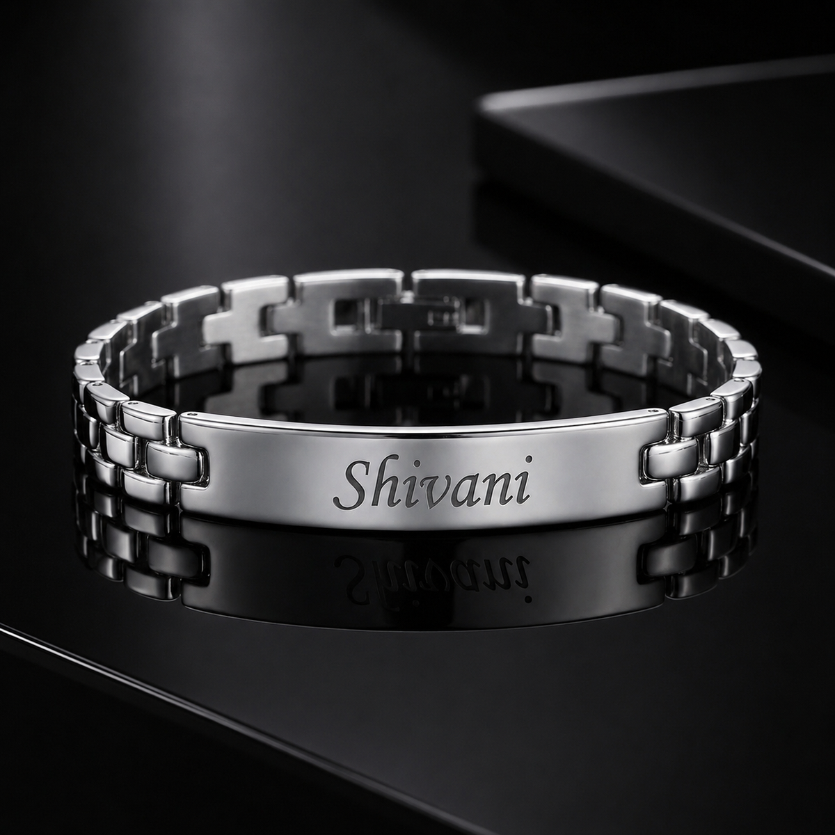 Personalized Silver Name Bracelet for Women – Custom Engraved Bracelet