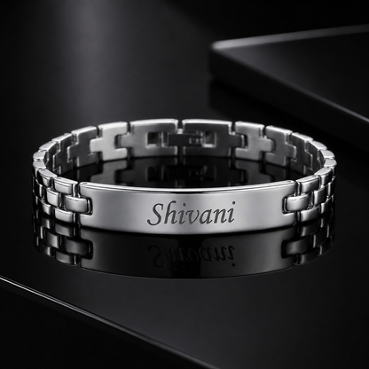 Personalized Silver Name Bracelet for Women – Custom Engraved Bracelet