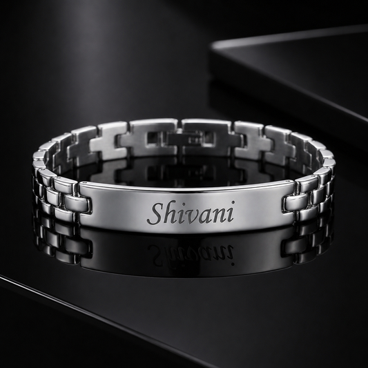 Personalized Silver Name Bracelet for Women – Custom Engraved Bracelet