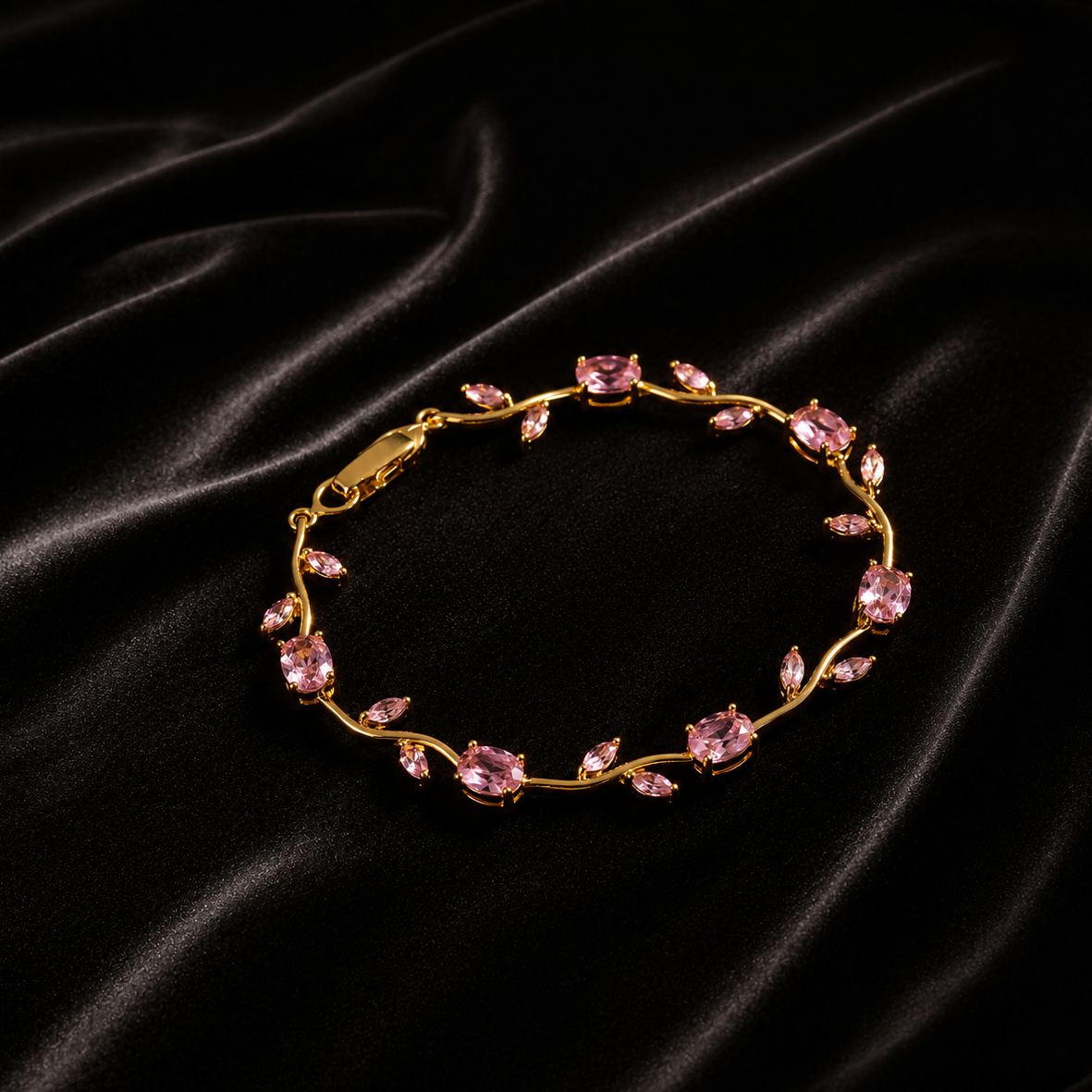 Rapunzel Edition Pink Tulip Bracelet – Elegant Floral Charm Bracelet for Women