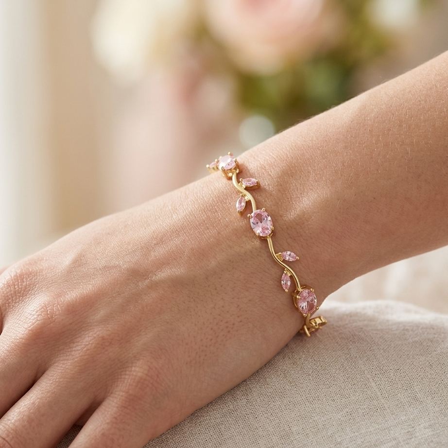 Rapunzel Edition Pink Tulip Bracelet – Elegant Floral Charm Bracelet for Women