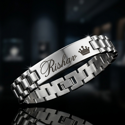 Personalized Name Bracelet for Men – Custom Engraved Silver Bracelet