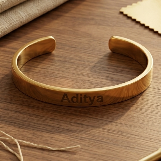 Personalized Gold Kada Bracelet for Men – Custom Name Engraved Bracelet