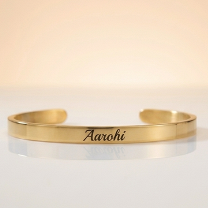 Personalized Gold Kada Bracelet for Women – Custom Name Engraved Bracelet
