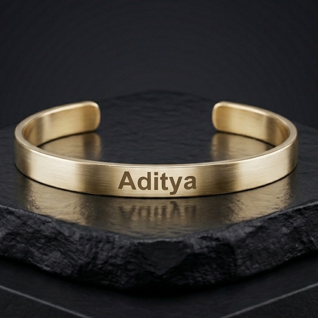Personalized Gold Kada Bracelet for Men – Custom Name Engraved Bracelet