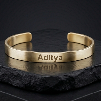 Personalized Gold Kada Bracelet for Men – Custom Name Engraved Bracelet