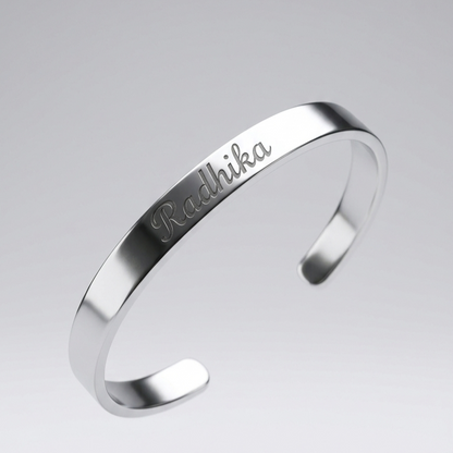 Personalized Silver Kada Bracelet for Women – Custom Name Engraved Bracelet