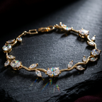 Luxury Crystal Tulip Bracelet for Women – Gold Plated Elegant Floral Charm Bracelet