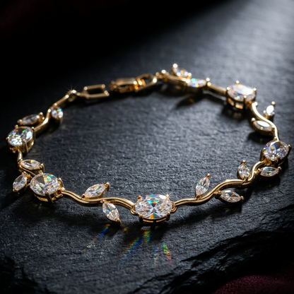 Golden Crystal Tulip Bracelet for Women – Elegant Floral Charm Bracelet for Women