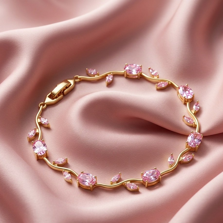 Rapunzel Edition Pink Tulip Bracelet – Elegant Floral Charm Bracelet for Women