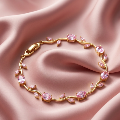 Rapunzel Edition Pink Tulip Bracelet – Elegant Floral Charm Bracelet for Women