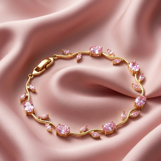 Rapunzel Edition Pink Tulip Bracelet – Elegant Floral Charm Bracelet for Women