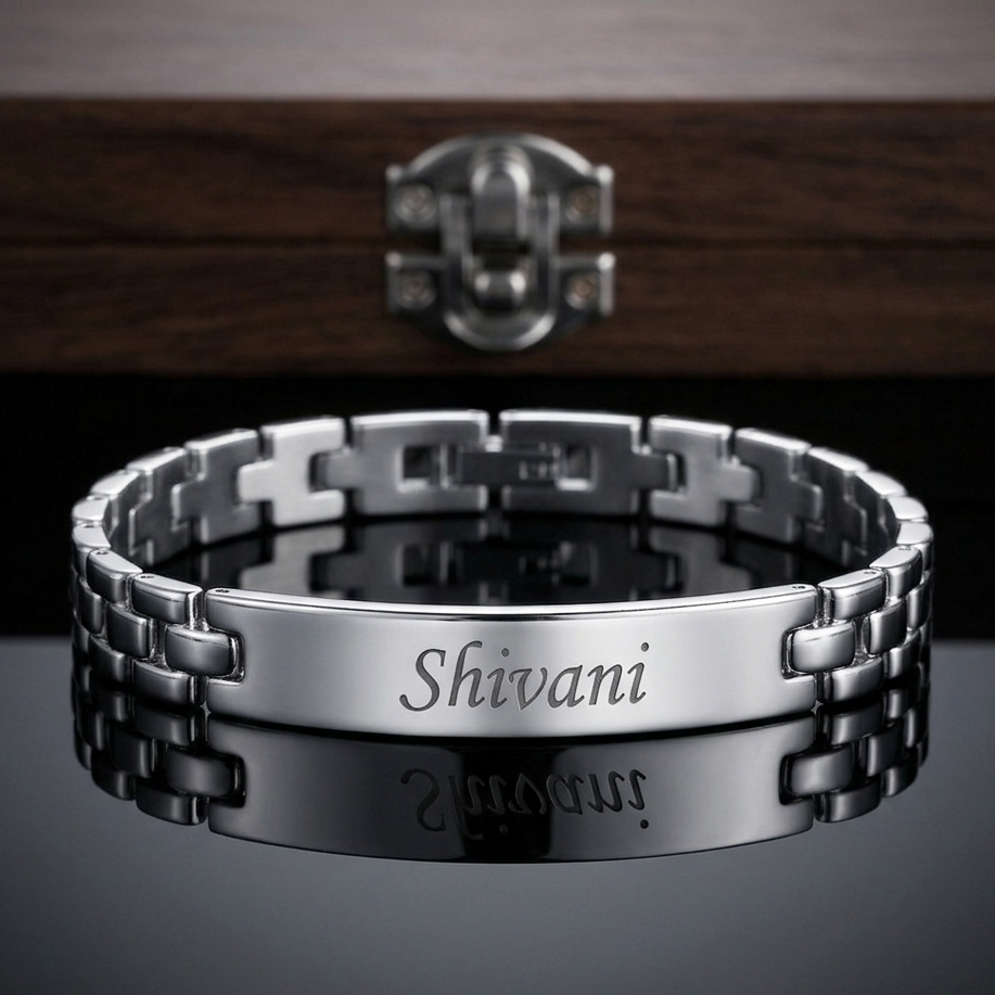 Personalized Silver Name Bracelet for Women – Custom Engraved Bracelet