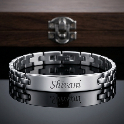 Personalized Silver Name Bracelet for Women – Custom Engraved Bracelet