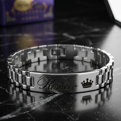 Personalized Name Bracelet for Men – Custom Engraved Silver Bracelet