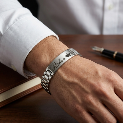 Personalized Name Bracelet for Men – Custom Engraved Silver Bracelet