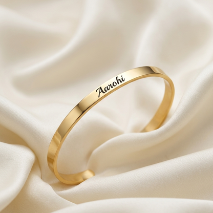Personalized Gold Kada Bracelet for Women – Custom Name Engraved Bracelet