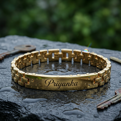 Personalized Name Bracelet for Women – Custom Gold Engraved Bracelet